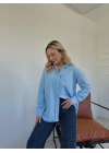 Kadın Oversize Gömlek Mavi
