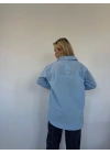 Kadın Oversize Gömlek Mavi