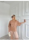 Kadın Oversize Tenis Vintage Tshirt Kahve