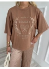 Kadın Oversize Tenis Vintage Tshirt Kahve