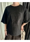 Kadın Oversize Tenis Vintage Tshirt Siyah