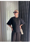 Kadın Oversize Tenis Vintage Tshirt Siyah