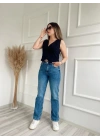 Kadın Palazzo Kot Pantolon Mavi