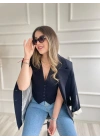 Kadın Pensli Poliviskon Yelek Lacivert