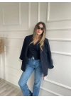 Kadın Pensli Poliviskon Yelek Lacivert
