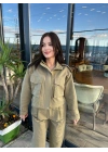 Kadın Tencel Gabardin Takım Yağ Yeşili