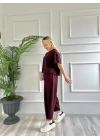 Kadın Tshirt Pantolon Takım Bordo