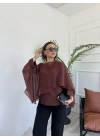 Kadın Uçuşan Pelerin Bluz Tarçın
