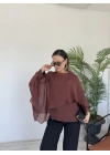 Kadın Uçuşan Pelerin Bluz Tarçın