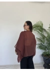 Kadın Uçuşan Pelerin Bluz Tarçın
