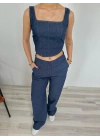 Kadın Yandan Cepli Pantolon Mavi