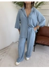 Kadın Yumuşak Dokulu Tencel Takım Açık Mavi