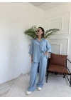 Kadın Yumuşak Dokulu Tencel Takım Açık Mavi