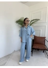 Kadın Yumuşak Dokulu Tencel Takım Açık Mavi