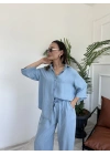 Kadın Yumuşak Dokulu Tencel Takım Açık Mavi