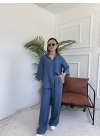 Kadın Yumuşak Dokulu Tencel Takım lacivert