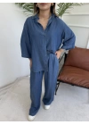 Kadın Yumuşak Dokulu Tencel Takım lacivert
