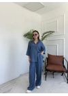 Kadın Yumuşak Dokulu Tencel Takım lacivert