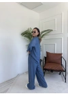 Kadın Yumuşak Dokulu Tencel Takım lacivert