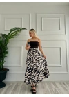 Kadın Zebra Desenli Etek Bej