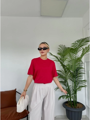 Kadın Basic Tshirt Kırmızı