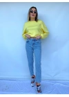 Kadın Bel Ve Paça Pensli Kot Pantolon Açık Mavi