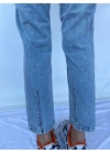 Kadın Bel Ve Paça Pensli Kot Pantolon Açık Mavi