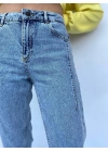 Kadın Bel Ve Paça Pensli Kot Pantolon Açık Mavi