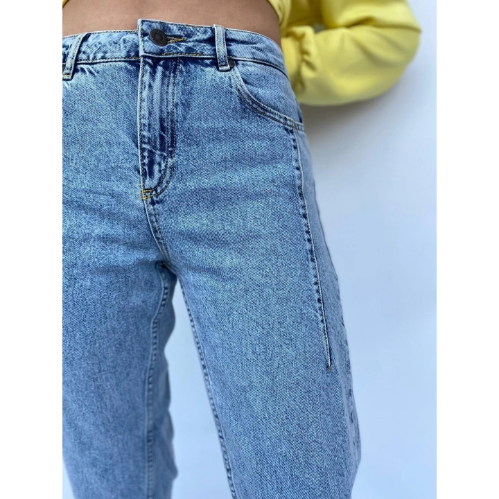 Kadın Bel Ve Paça Pensli Kot Pantolon Açık Mavi