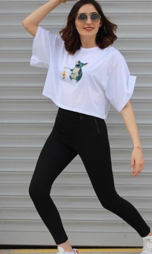Kadın Kuala Nakışlı Beyaz Tshirt