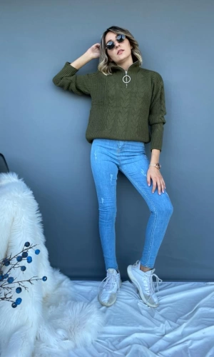 Kadın Mavi Likralı Skinny Kot Pantolon