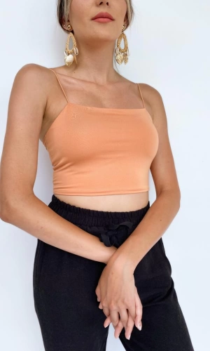 Kadın Askılı Açık Soğan Crop Bady