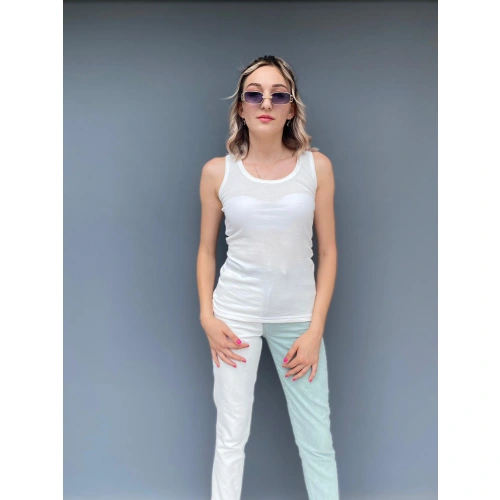 Kadın Basic Yuvarlak Yaka Beyaz Atlet