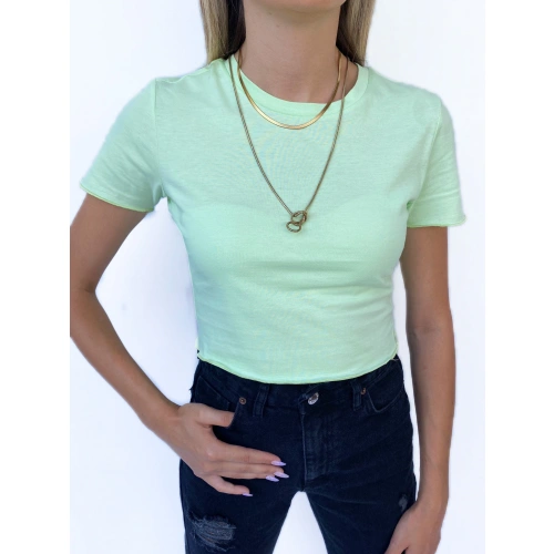 Kadın Büzgü Detaylı Crop Mint Tshirt