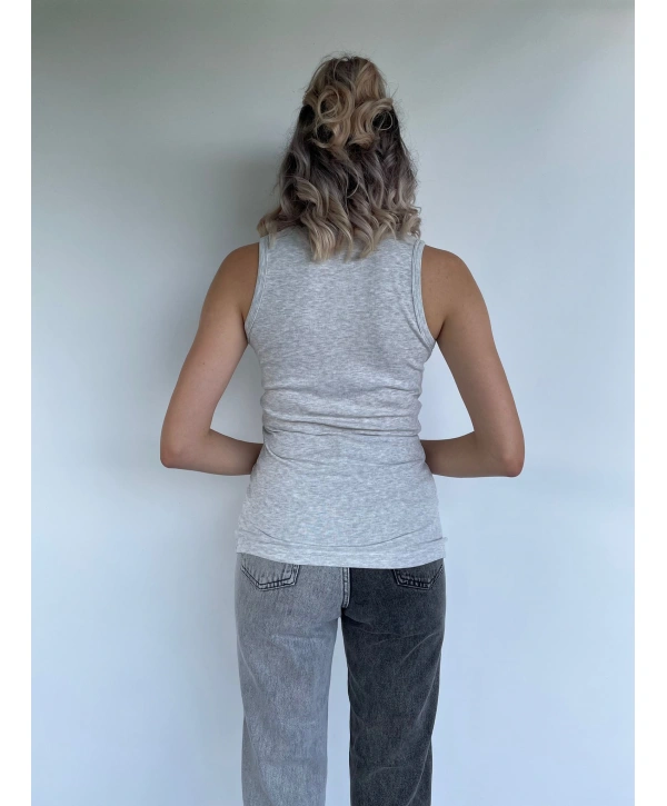 Kadın Basic Yuvarlak Yaka Gri Atlet