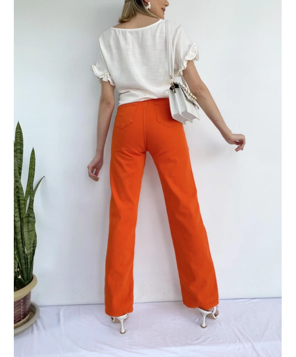 Kadın Denim Pantolon Turuncu
