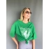 Kadın Oversize Marilyn Monroe Baskılı Yeşil Tshirt