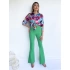 Kadın Yüksek Bel İspanyol Paça Pantolon Yeşil