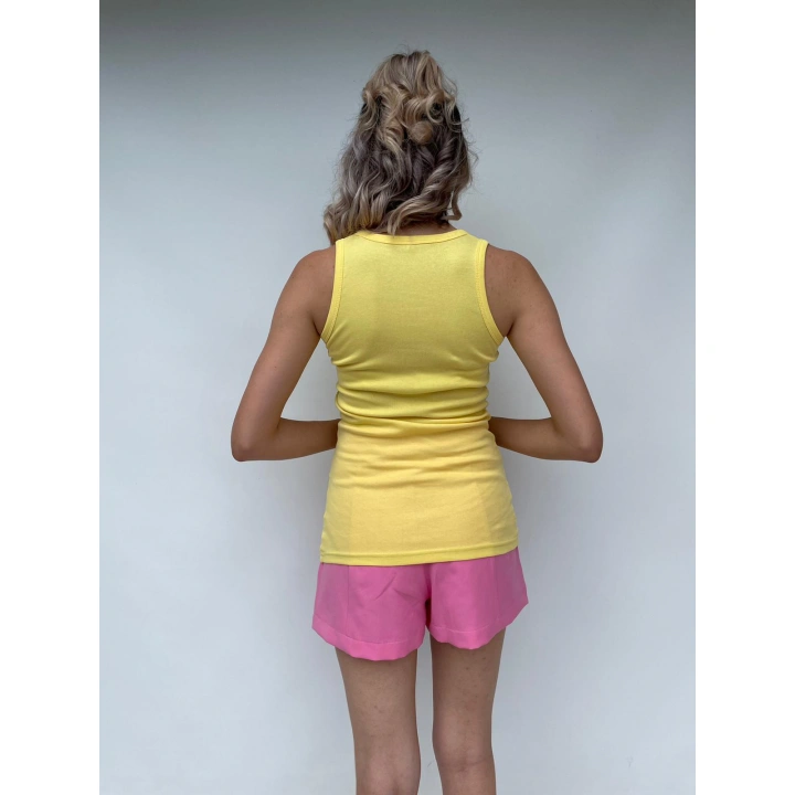 Kadın Basic Yuvarlak Yaka Limon Sarı Atlet