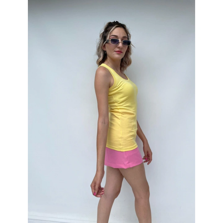 Kadın Basic Yuvarlak Yaka Limon Sarı Atlet