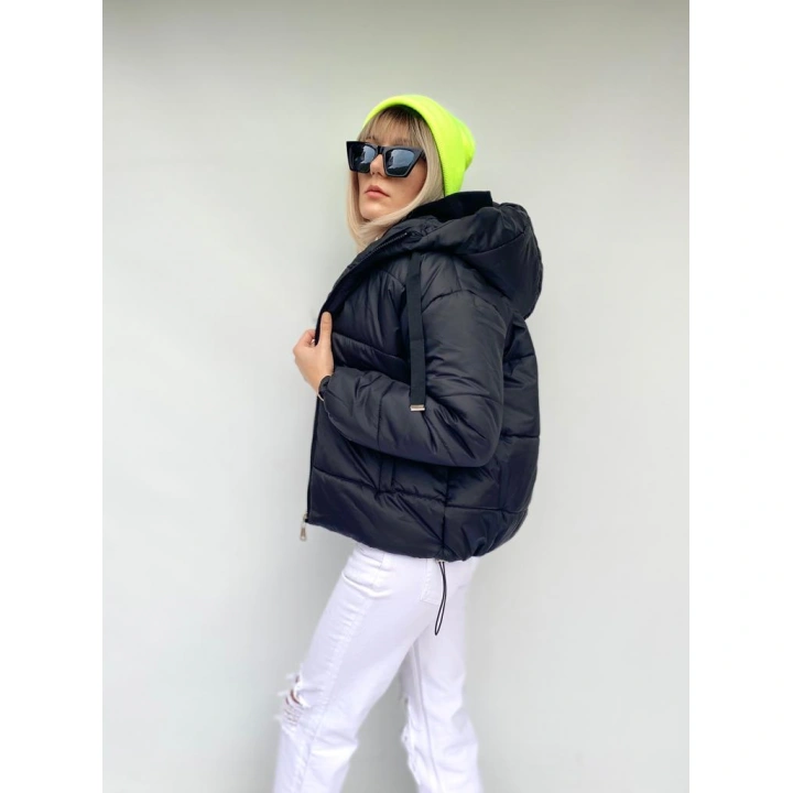 Kadın Siyah Bomber Şişme Mont