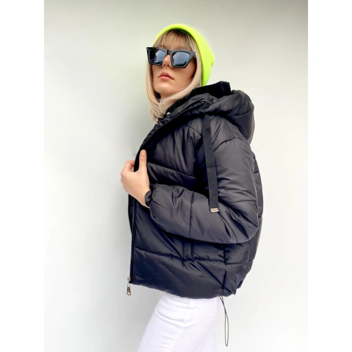 Kadın Siyah Bomber Şişme Mont