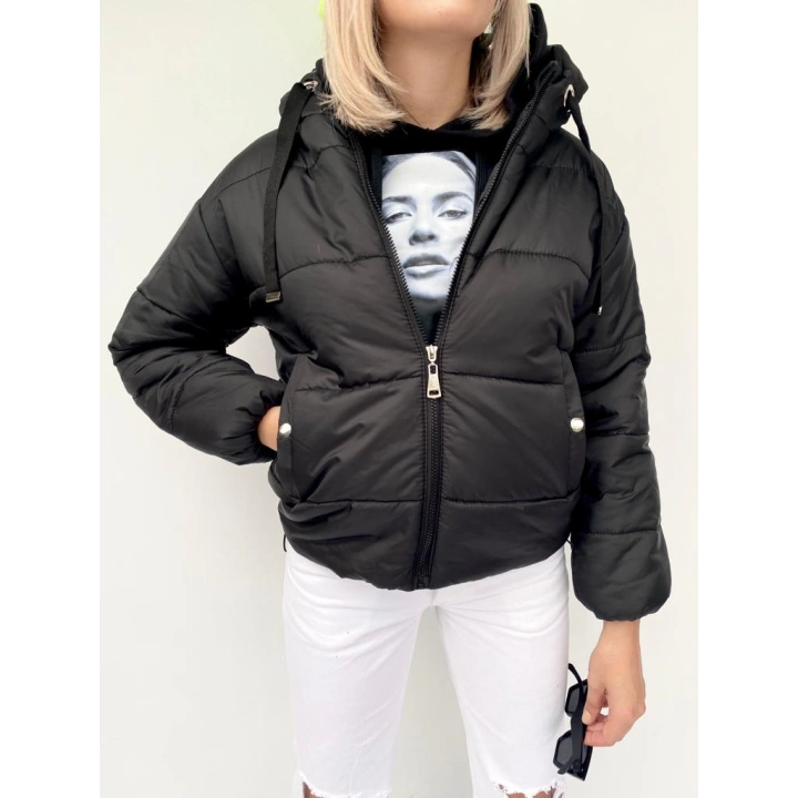 Kadın Siyah Bomber Şişme Mont