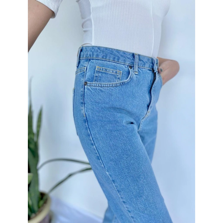 Kadın Mom Jean Açık Mavi Kot Pantolon