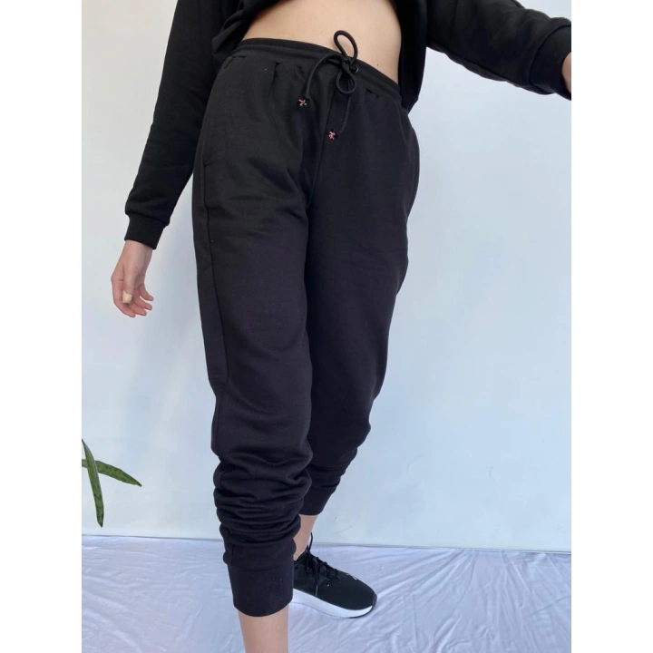 Kadın Siyah Kapüşonlu Eşofman Takımı