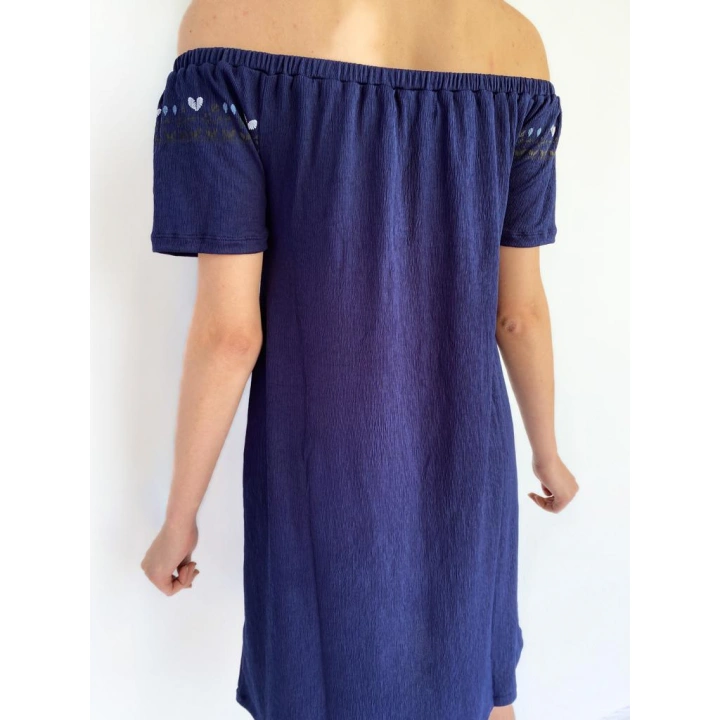 Kadın Bürümcük Desen Lacivert Elbise