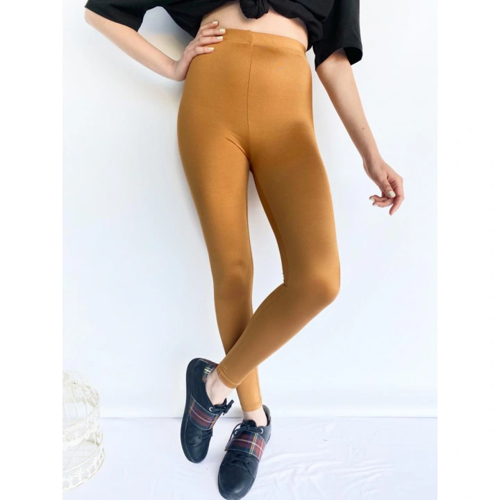 Kadın Metalik Hardal Disco Tayt