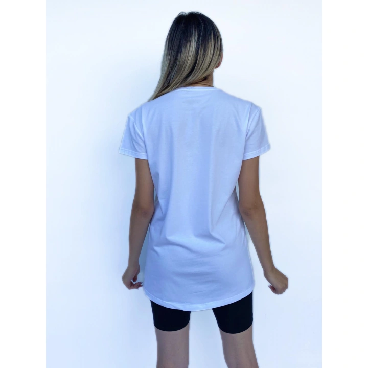 Kadın Women Face Baskılı Basic Beyaz Tshirt