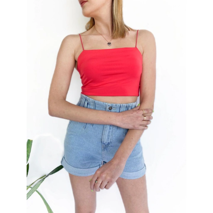 Kadın Askılı Crop Bady Nar Çiçeği