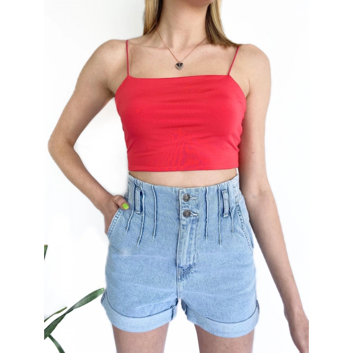 Kadın Askılı Crop Bady Nar Çiçeği